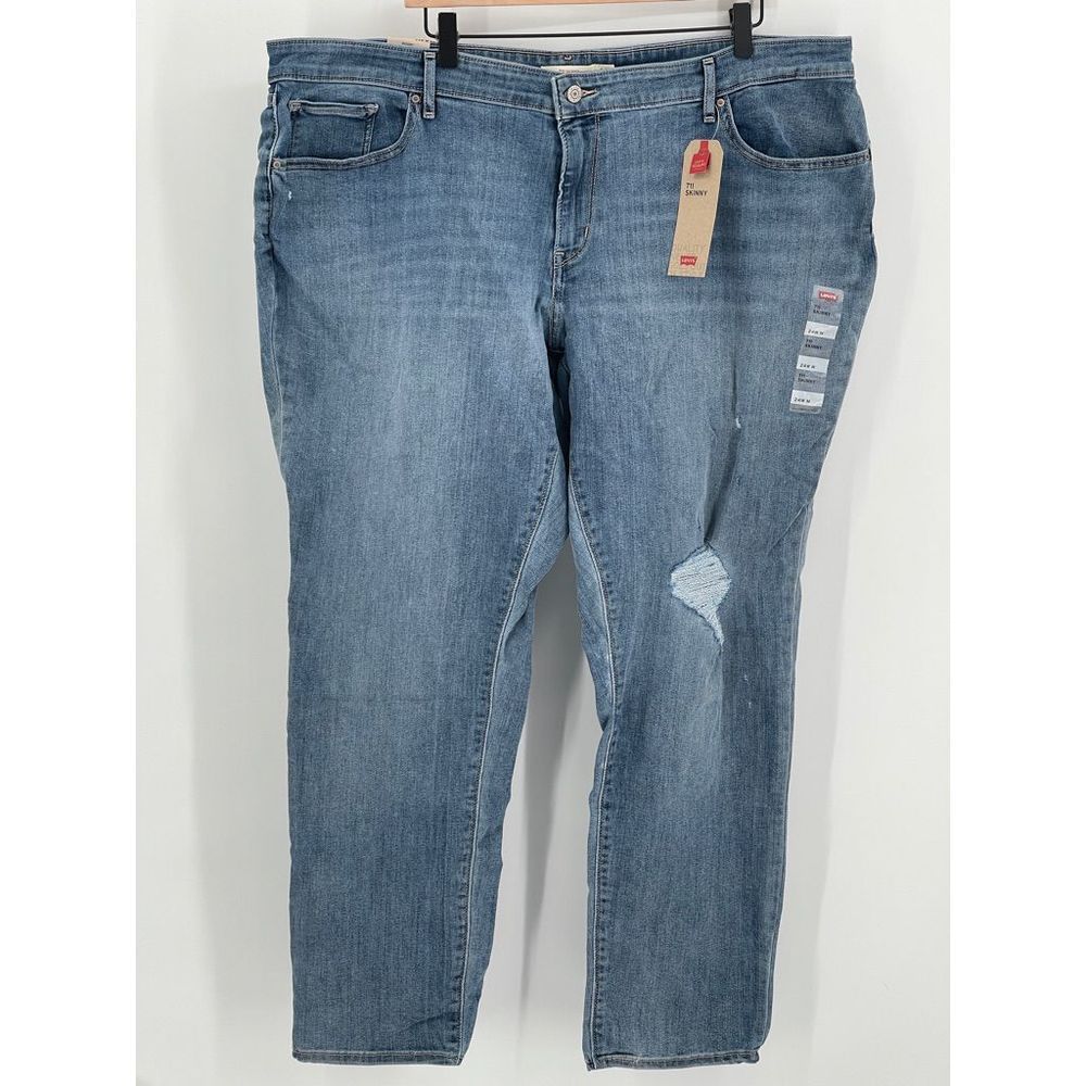 Levis Jeans 711 Women Plus Size 24 Blue Skinny Mid Rise Brand New